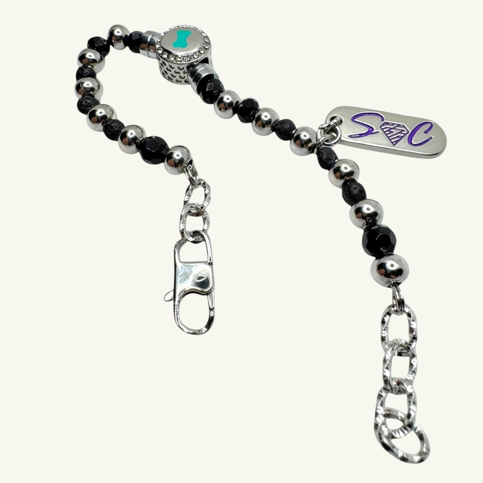 Bracciale onice con charm verde acqua Sharifa Crystals